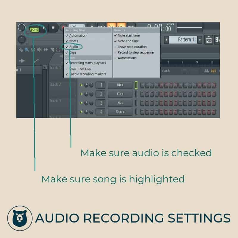 audio recording settings fl studio