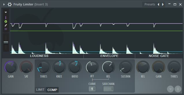 fl studio limiter compressor settings