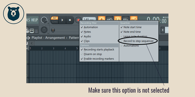 fl studio record to step sequencer