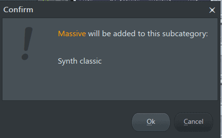 warning massive added to subcategory fl studio