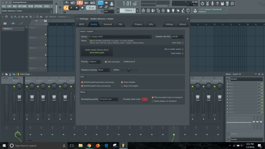 fl studio audio settings menu
