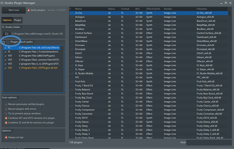 add folder plugin search path plugin manager fl studio