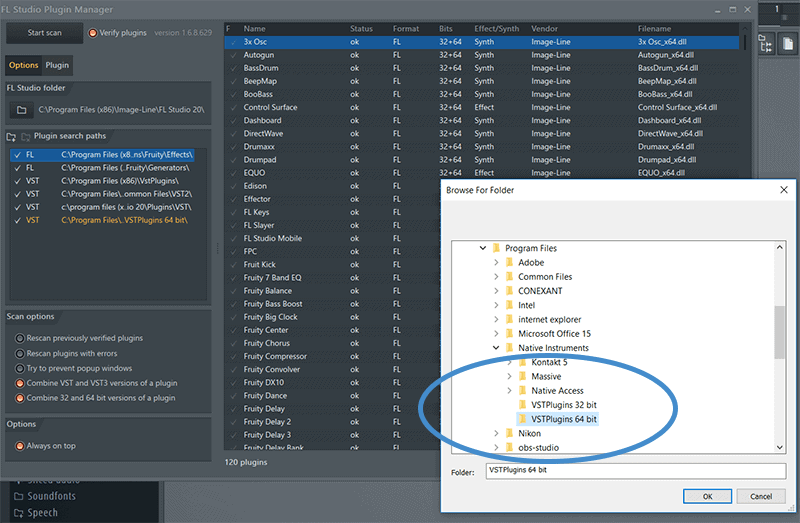 plugin manager browse for folder fl studio