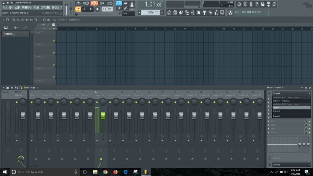 fl studio mixer audio input