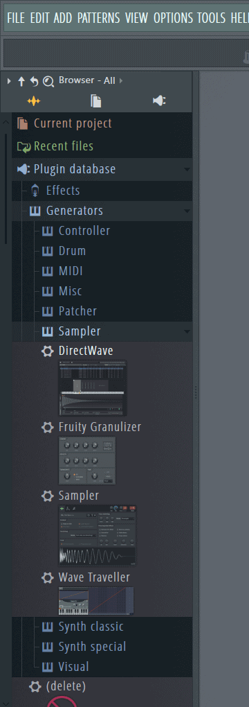 fl studio sampler menu 